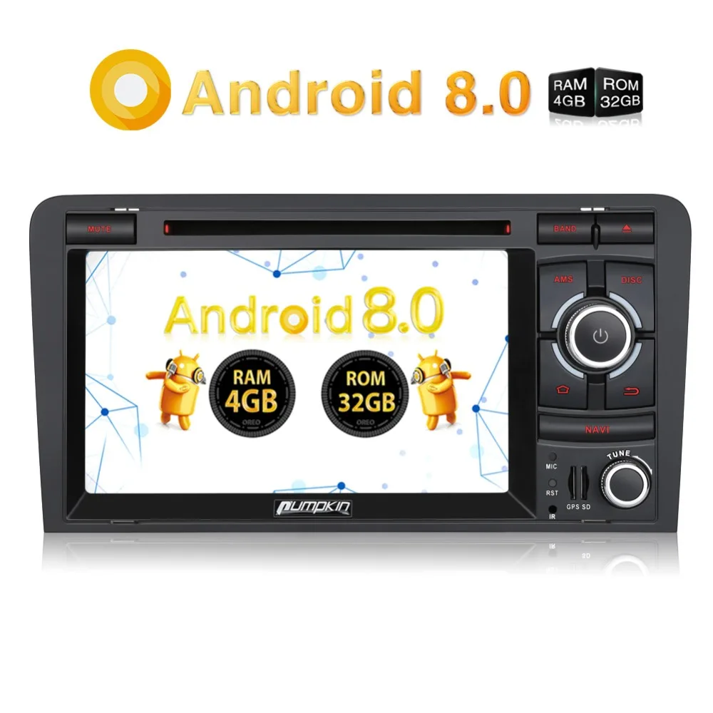 

Pumpkin 2 Din 7'' Android 8.0 Car Multimedia DVD Player Autoradio GPS Navigation Qcta-core 4G Car Radio For Audi A3 2003-2011