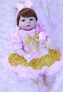 

NPK 23"57cm Full Silicone reborn baby girl dolls children play house toy soft BJD dolls bebe- reborn menina bonecas brinquedos