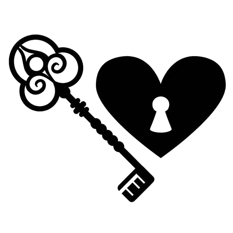 16cm*12.4cm Key To Unlock Heart Love Car Styling Vinyl Car Sticker