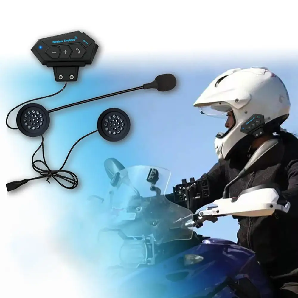 

BT-12 Universal Motorcycle 4.1+EDR Bluetooth Helmet Headsets Intercom Moto Interphone MP3 Riding With Microphone