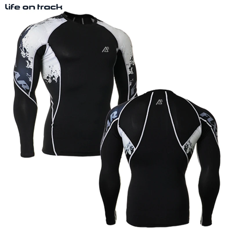 

Bodybuilding Base Layer Compression Tights Shirt Long Sleeve Rash Guard Skin Tight MMA GYM Crossfit Running Tops Shirts