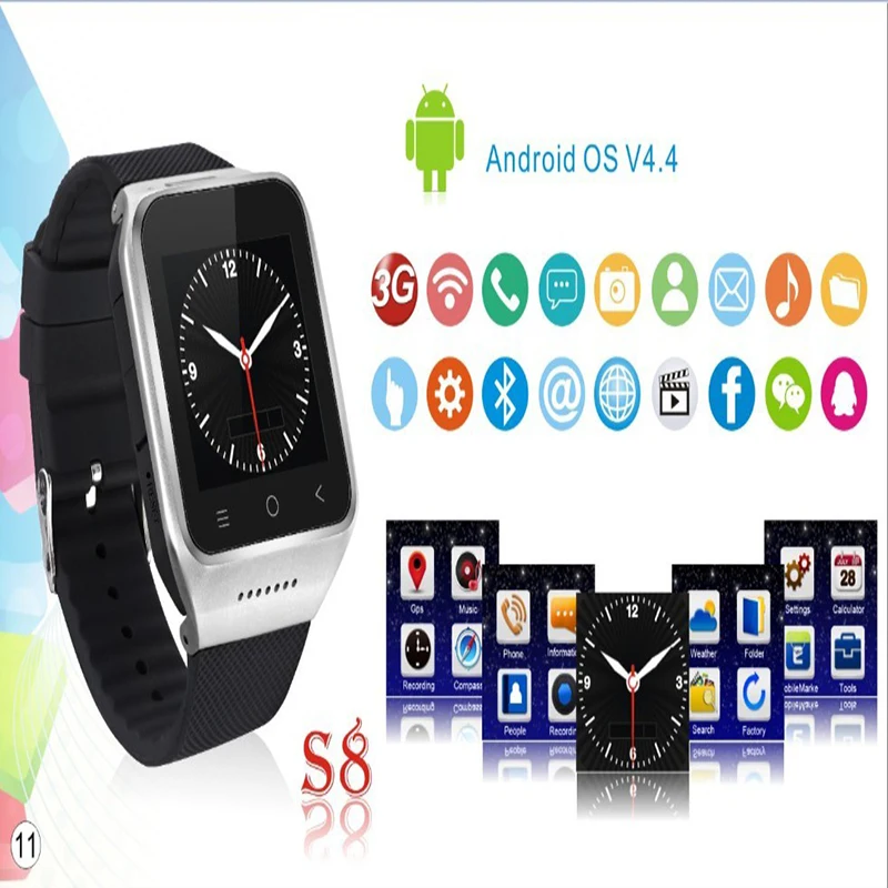 

Wrist 3G watch Android Smart watch S8 support TD Screen 5M HD Camera TF 32G speaker SIM MAP GPS receive call music smartwatch S8