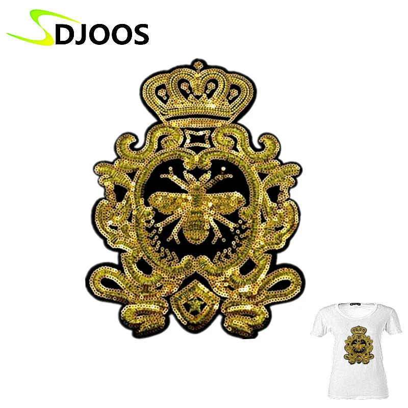 

Gold Bee Applique Embroidery Patches For Clothes Sweatshirt T Shirt Sequins Embroidery Patches Sew On Handmade Diy Accessories