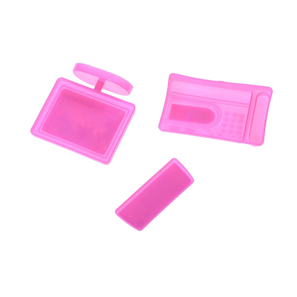 1 مجموعة 3 pcs دمية مصغرة الوردي الحديثة قطعة الكمبيوتر أثاث دمية ألعاب أطفال الأثاث للدمى