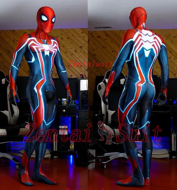 

2019 NEW PS4 Velocity Suit Spider-man Cosplay Costume 3D Printing Game PS4 Version Spiderman Costumes Zentai Spidey Costumes
