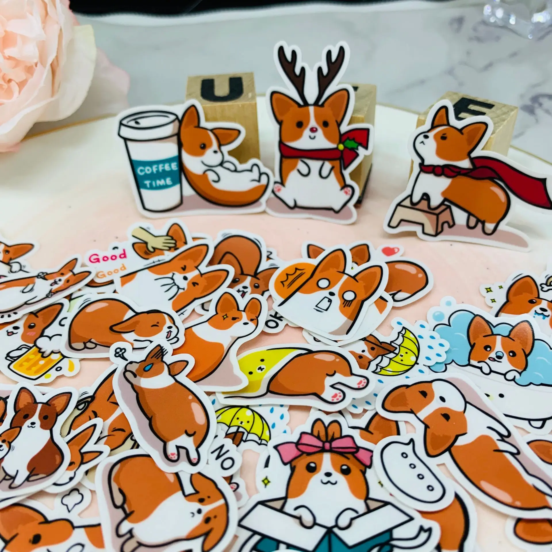 

35 PCS Anime expression face dog Scrapbooking stickers book Student kids toys Notebook label Decorative sticker paper Stationery