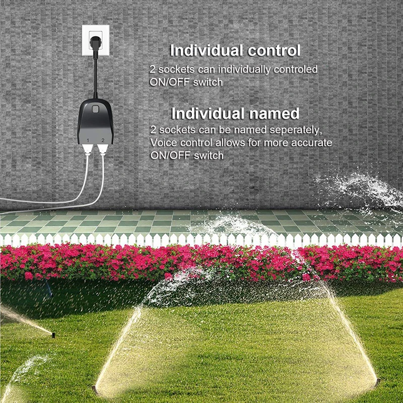 Outdoor Smart Plug, AOFO Outdoor Wi-Fi Outlet, Compatible with Alexa and Google Home,Wireless Remote Control/Timer by Smartphone
