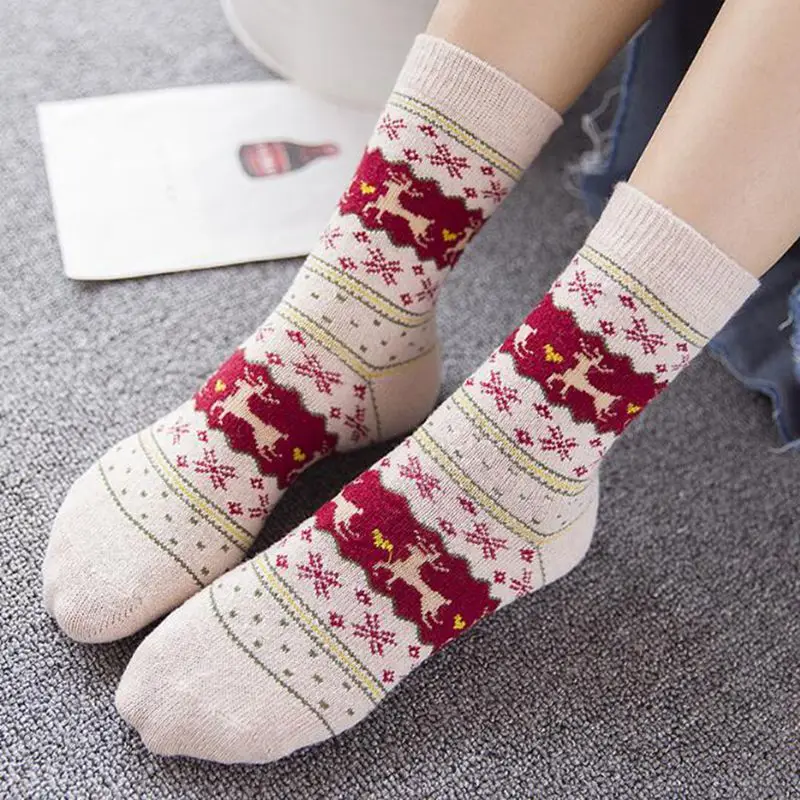 1 Pair Women Socks Lady Girl Christmas Gift Sock Winter Warm Wool Cute