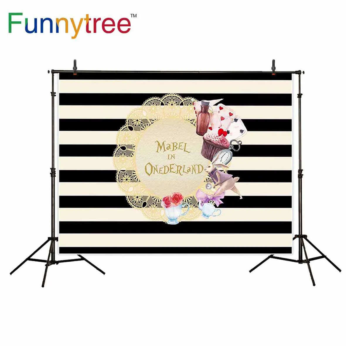 

Funnytree backgrounds for photography studio wonderland stripe rabbit magic birthday photo booth backdrop photocall prop