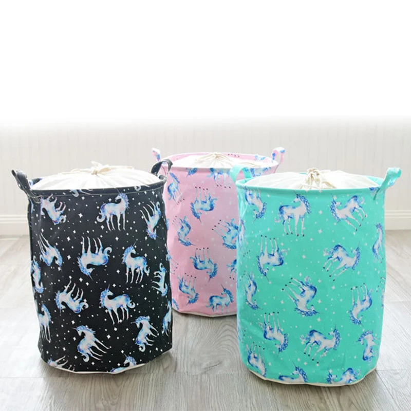Cute Folding Waterproof Dirty Toy Clothe Laundry Basket Cotton Linen Office Home Sundries Storage Holder Organizer Project Box