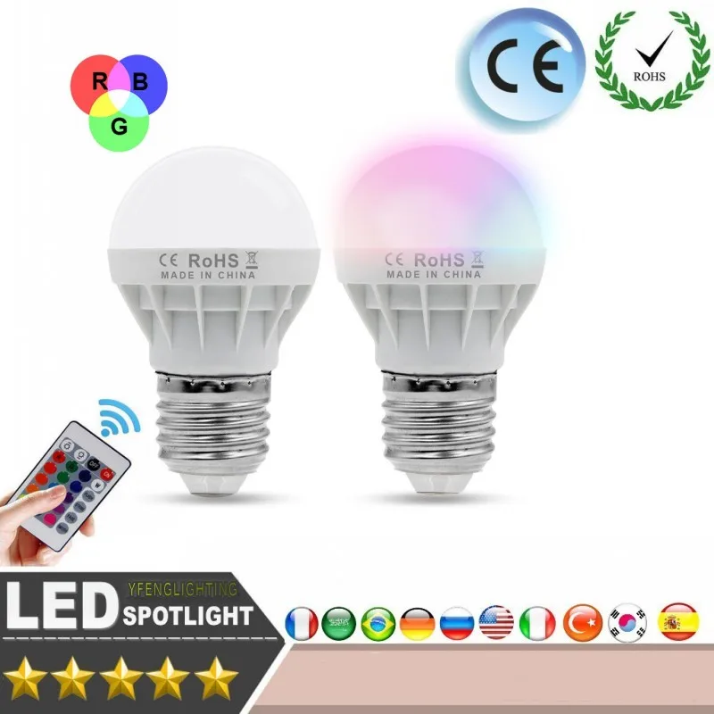 

ZUCZUG LED RGB Magic Lamp Lamp 6W 9W AC85-265V 220V RGB Led Light Spotlight+ Ir-afstandsbediening controle and white white
