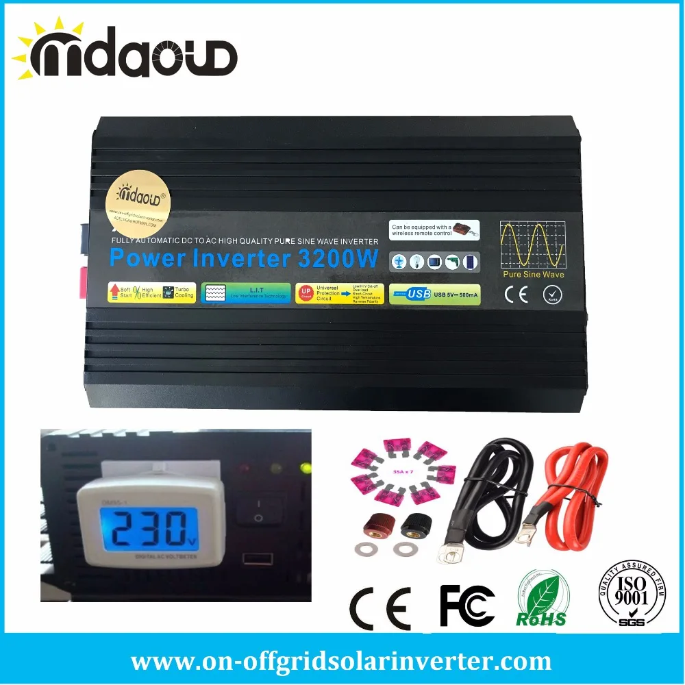 3200W/12VDC/220VAC/230V PURE SINE WAVE POWER INVERTER/PEAKING 6400W /CABLES