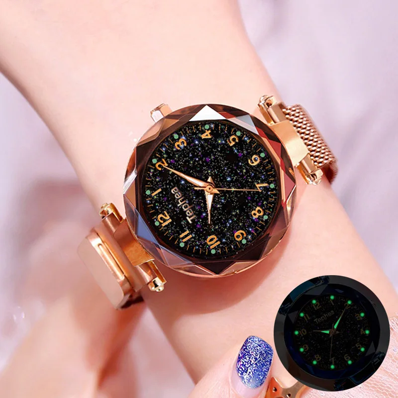 Dropshipping Starry Sky Women Bracelet Wrist Watch For Female Clock Relogio Feminino 2019 Zegarek Damski Luminous Hands Watches huismerk kopen in de aanbieding
