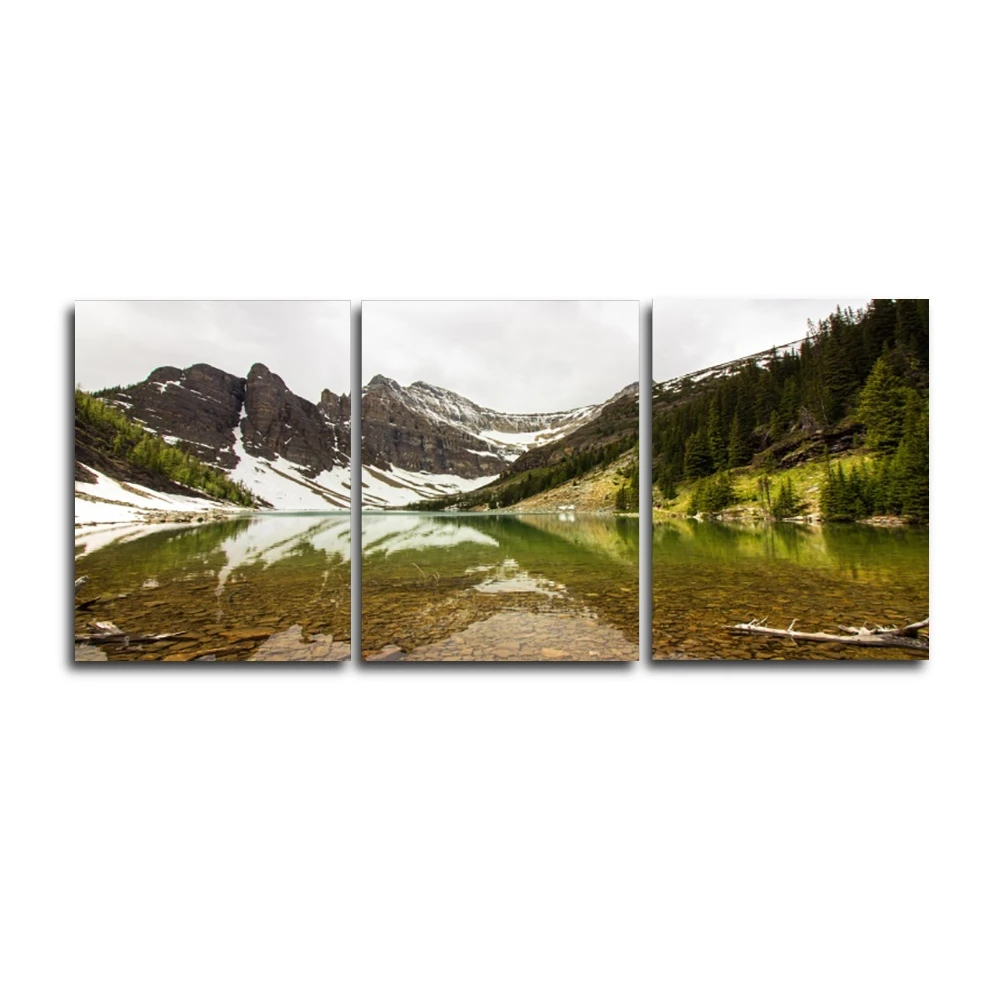 

Laeacco Classic 3 Panel Mountain Outside Wall Art Natural Posters and Prints Canvas Calligraphy Painting Home Living Room Decor