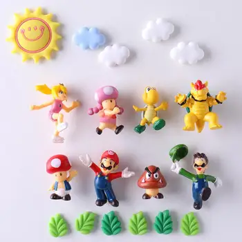 

Mini 3D Super Mario Bros Fridge Magnets Figurine Toys Metal Surface Magnetive Mario Peach Toad Toadette Mushroom Yoshi Toys