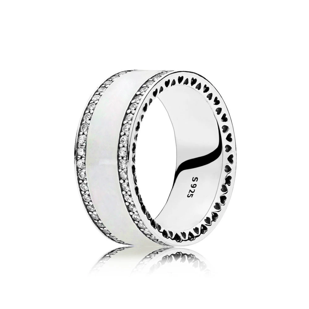 

100% Sterling silver 1:1 Glamour 191024EN23 PEARLESCENT HEARTS OF BAND RING Original Women wedding Fashion Jewelry 2018