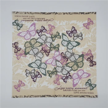 

50 vintage table napkins paper towel tissue printed butterflies flowers leaves decoupage wedding party decor serviettes decor