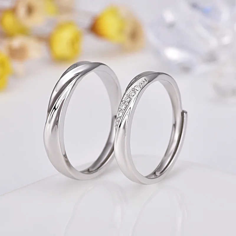 VU143 Silver 925 Couple Rings Romantic Wedding Rings A Pair For Men Women Fashion Lovers Ring Bague Femme