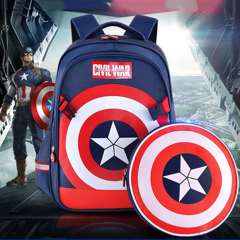 

Disney Children's School Bag Marvel Super Hero Backpack for Kids Captain American Bag Iron Man Shoulder Bag