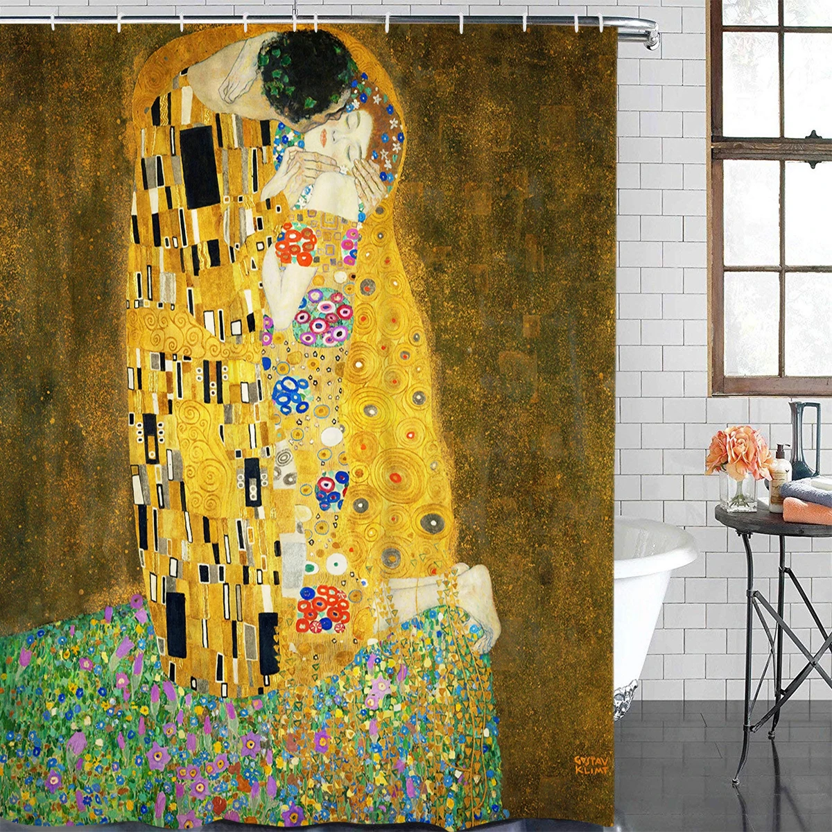 BIGHOUSES занавеска для душа Gustav Klimt The Kiss тканевая занавеска для душа с 12 крючками