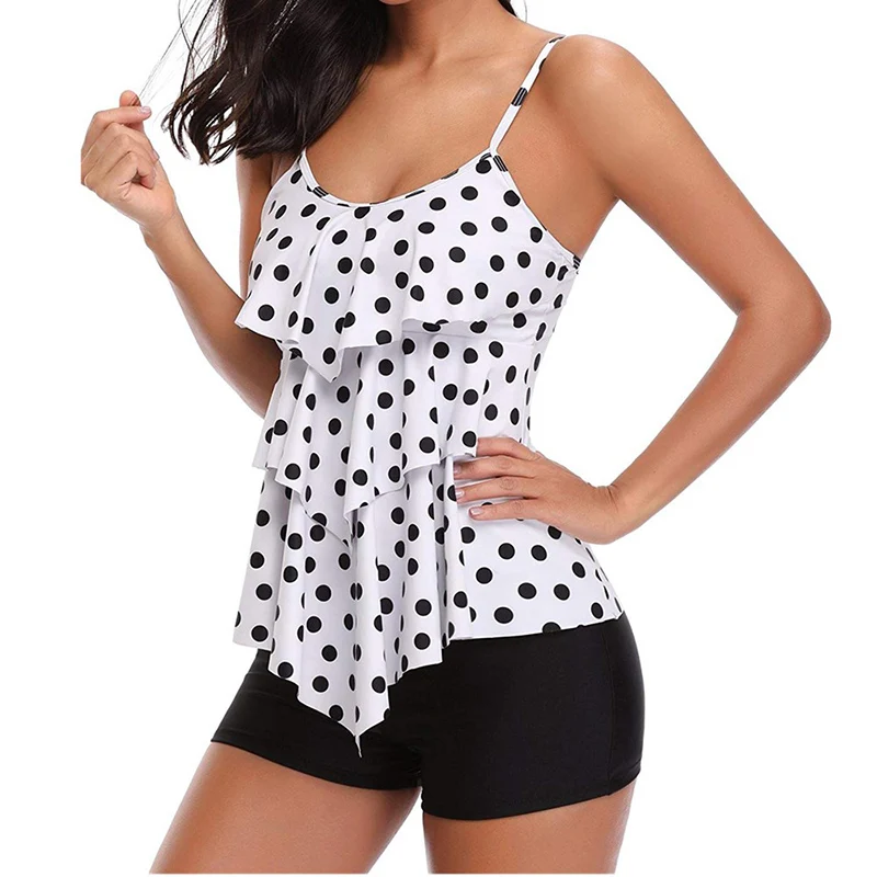 Plus Size swimwear women bikini set push up solid monokini two piece swimming suit Ruffled bathing S-2XL | Женская одежда