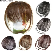Delice Клип В Прямой Тонкий тупой воздух челка термостойкие синтетические боковые бахрома волос Аккуратные взрыва натуральные черные шиньоны