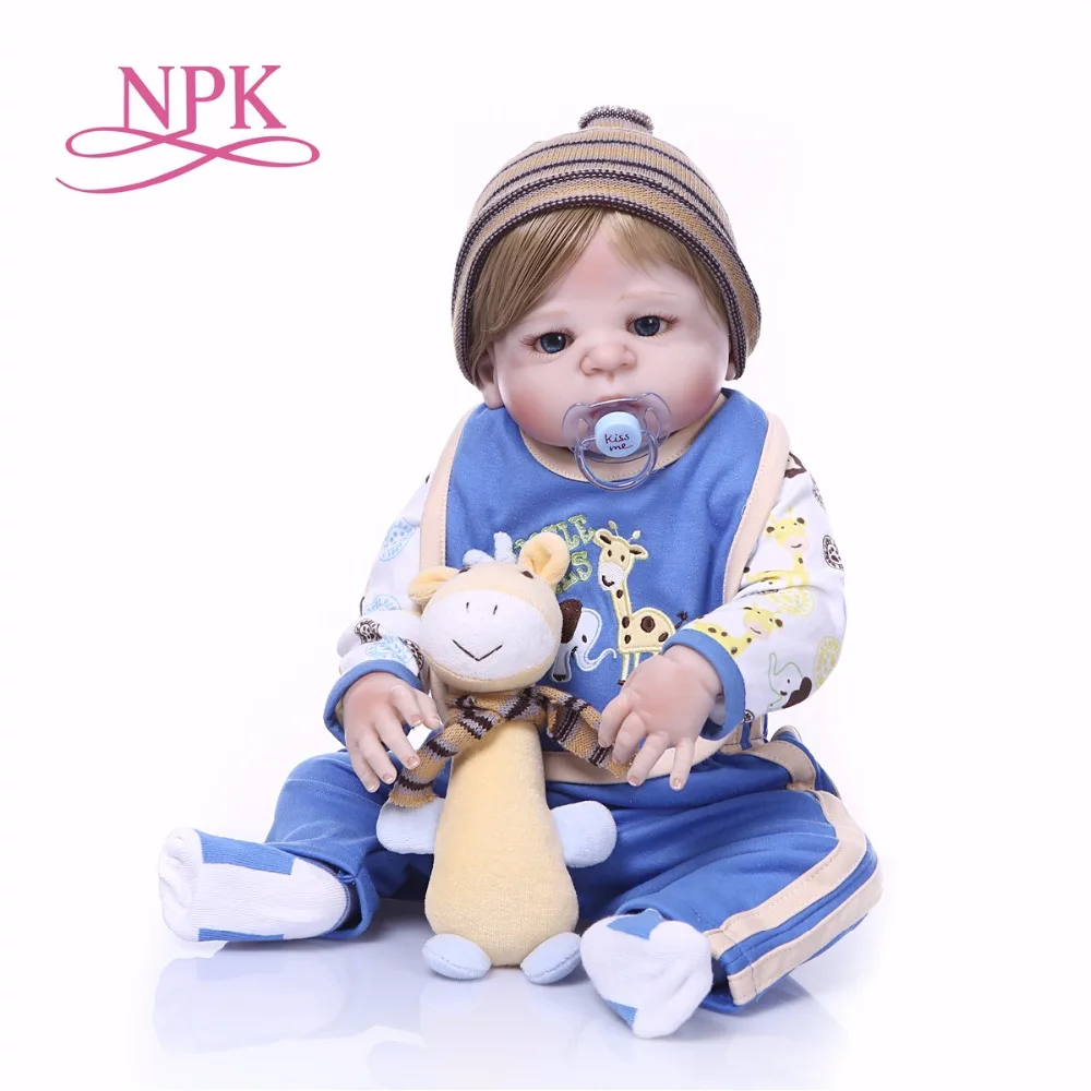 

Bebes reborn menino 23inch 57cm blond hair boy full silicone reborn baby dolls toys for children gift can bathe bonecas