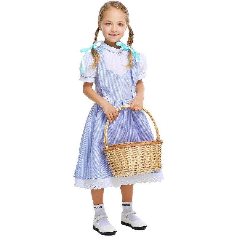 Костюм волшебника Изумрудного города Дороти; нарядный костюм для девочек; Детские вечерние костюмы на Хэллоуин; костюм горничной принцессы Дороти для костюмированной вечеринки