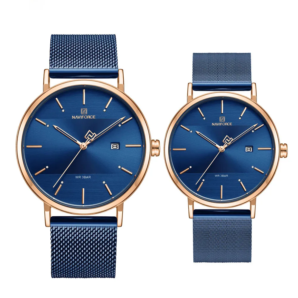 RGBE Couple NAVIFORCE Watches Luxury Brand Watches Set Quartz Simple Men Women Watch Waterproof Men‘s Ladies Couple Clock Relogio Masculino - Цвет: RGBE Couple
