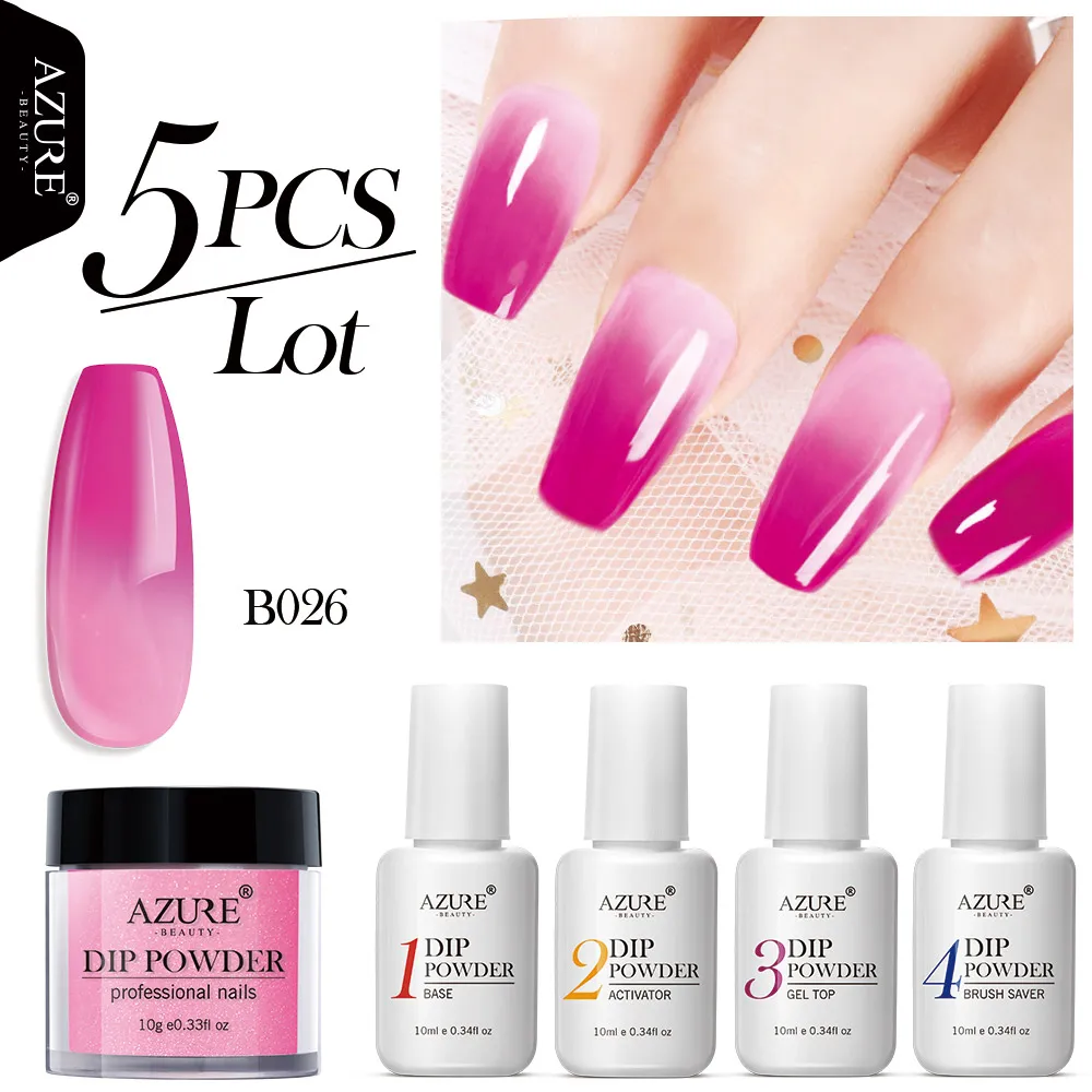 

Azure Beauty 5Pcs/Lot Temperature Change Color Dip Powder Nail Art Gradient 6 Colors Shiny Glitter Dipping Powder Base Top Gel