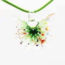 Мода 12 стиль девушка аксессуары кулон Бабочка ожерелье лэмпворк Подвески Кулон из венецианского стекла ожерелье