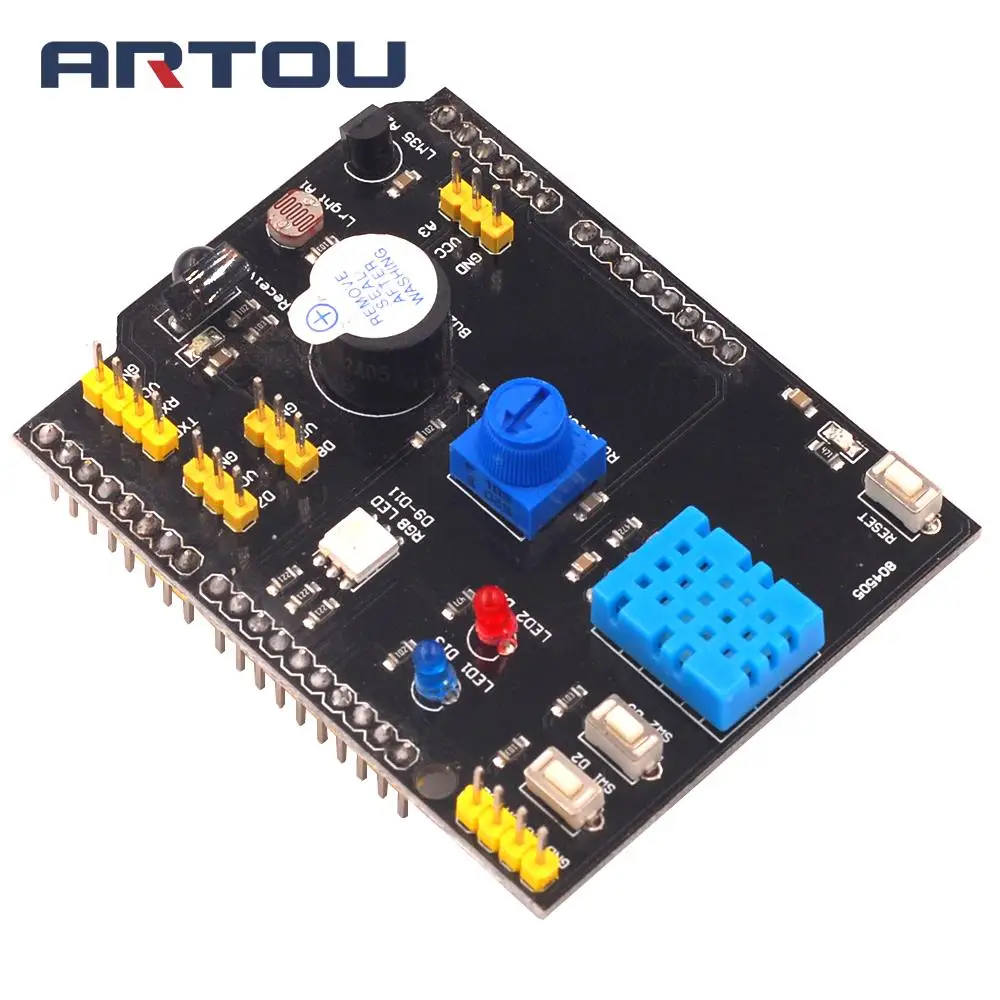 DHT11 LM35 датчик температуры и влажности Многофункциональный Плата расширения адаптер для Arduino UNO R3 RGB светодиодный ИК-приемник зуммер IEC