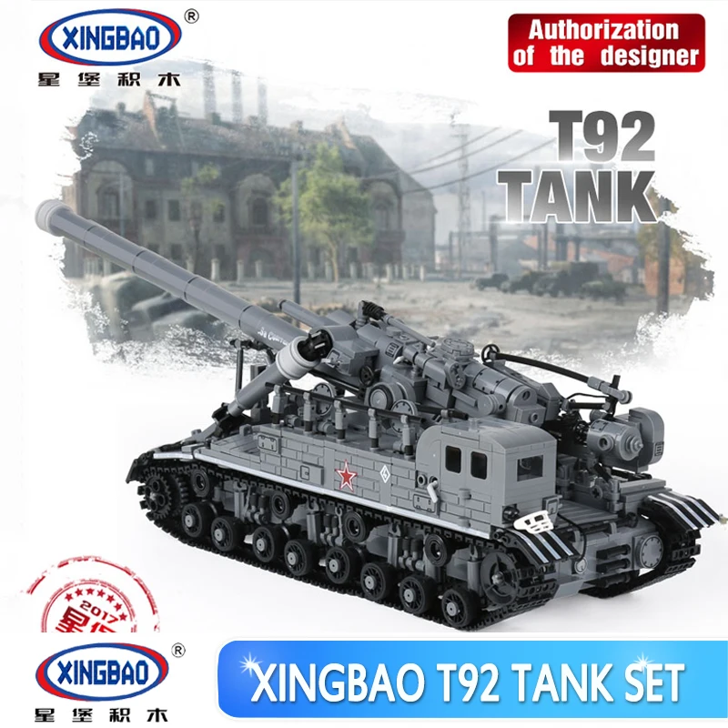 

XingBao 06001 1389Pcs Creative MOC Military Series The T92 Tank Set Education Building Blocks Bricks Children Toys Model Gifts
