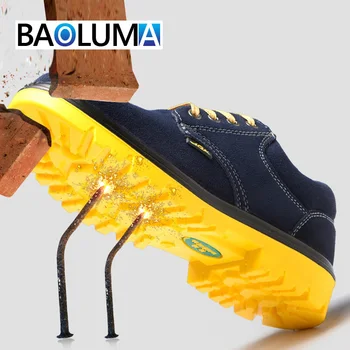 

Fashion Men Steel Toe Safety Shoes Outdoor Breathable Light Anti-smashing Puncture Proof Steel Toe Shoes Work Boots Men Sneakers