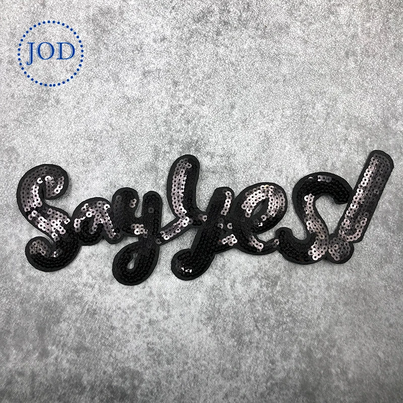 

JOD Logo Iron on Patches for Clothes Decorative Letter Patch Embroidery Applique Clothing Stickers Fabric Badges Name Say Yes @
