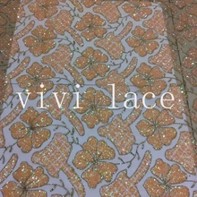 Hls005 цветочные ручной печати Блеск напряженной тюль и сетчатые ткани кружева для личного пользовательского свадебное/вечернее платье/этап, компанией DHL