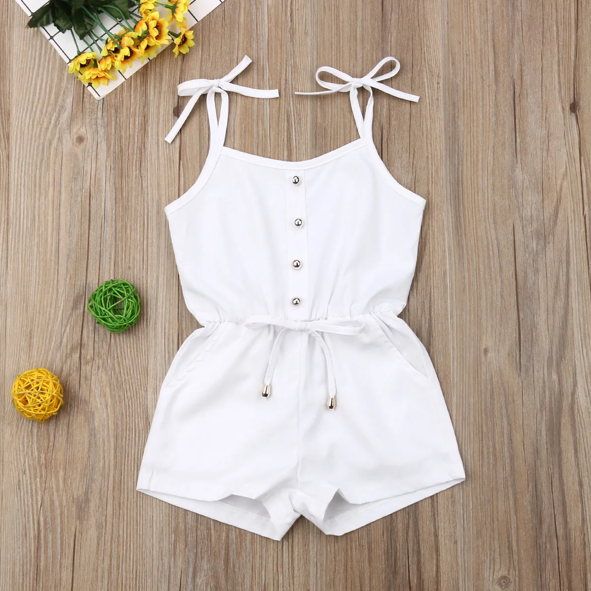 Emmababy Summer Newborn Baby Girl Clothes Solid Color Sleeveless Ruffle Strap Romper Jumpsuit One-Piece Outfit Sunsuit Clothes