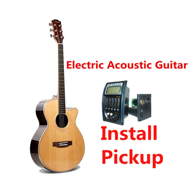 Cutaway ель гитара акустическая электрическая стальная струна 40 дюймов A-Body Guitarra 6 струн пикап гитары палисандр поп-фолк - Цвет: M-410-40-EQ