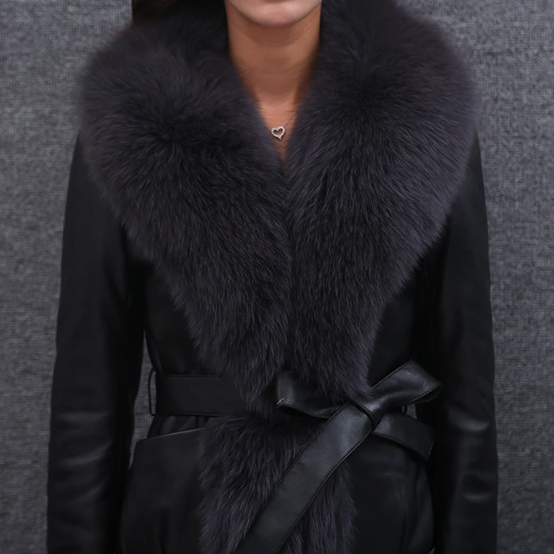 Autumn Winter Women Bomber Faux Fox Fur Collar Stitching PU Jacket Locomotive Coat With Belt Female Warm Plus Size Outwear O678 Autumn Winter Women Bomber Faux Fox Fur Collar Stitching PU Jacket Locomotive Coat With Belt Female Warm Plus Size Outwear O678