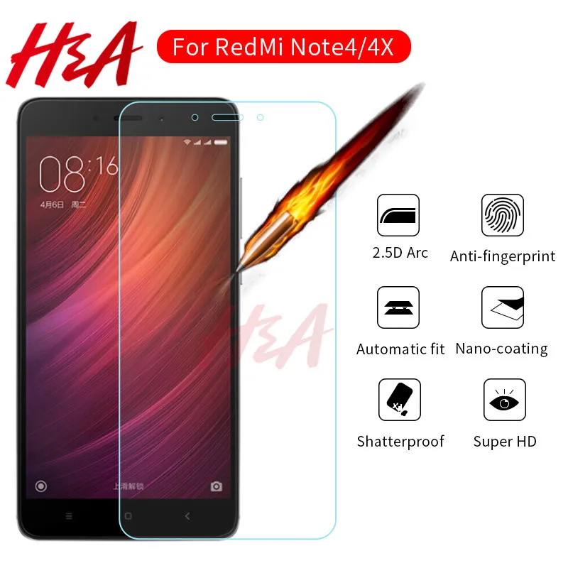 

H&A 9H Tempered Glass For Xiaomi Redmi Note 4 4X Global Version Screen Protector Xiaomi Redmi 4X Protective Glass Film