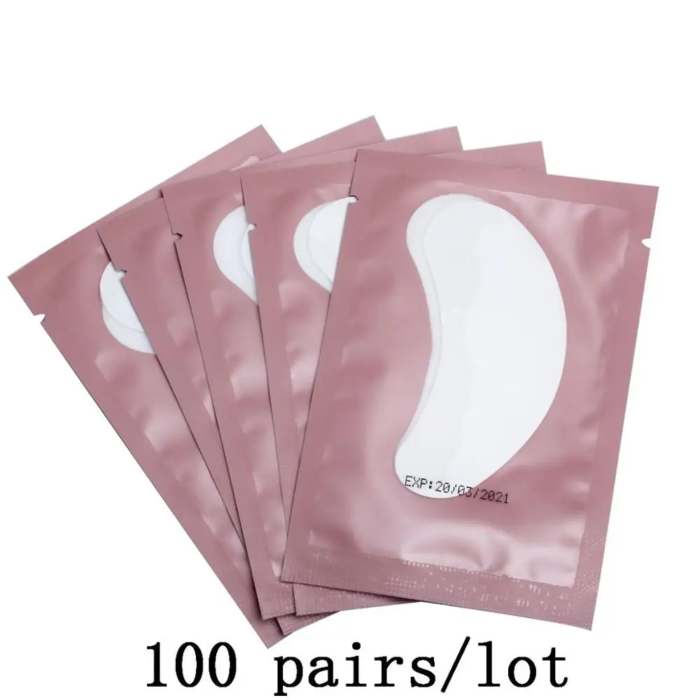 Pink 100 Профессиональный, 50 шт в наборе, Для женщин Полезная насадка для ресниц наращивание ресниц маски Eyepads глаз расширений гель набор патчей 25 W/75 W/50/100/200 пар, подушечки для глаз - Цвет: Pink 100