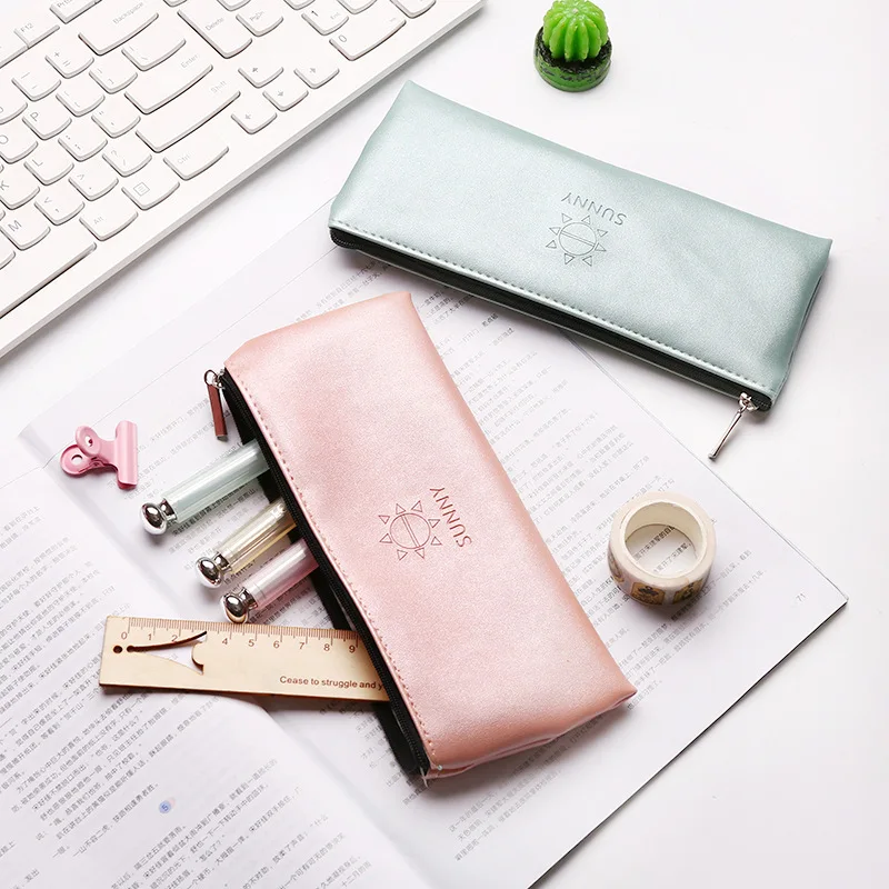 1 Pcs Kawaii Pencil Case Unicorn Canvas Big Zipper Estuches School Pencil Box Pencilcase Bag School Supplies Stationery