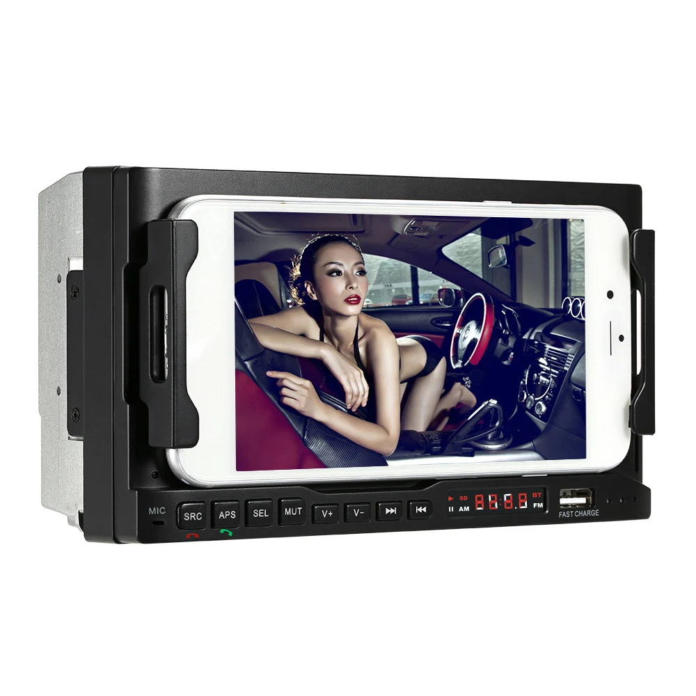 

Multifuction Car Phone Holder Speaker Navigator Bluetooth 5.0 Radio Player with Wireless/USB Fast Charger + Car Mp3/AM/FM Player