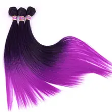 Два тона Омбре цвет черный фиолетовый красный коричневый 2 шт/партия прямые синтетические волосы для женщин
