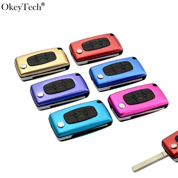 

OkeyTech For Citroen Berling C2 C4 C6 C8 Middle Light Button VA2 Blade No Battery Holder Key Shell for Peugeot Partner 306 407