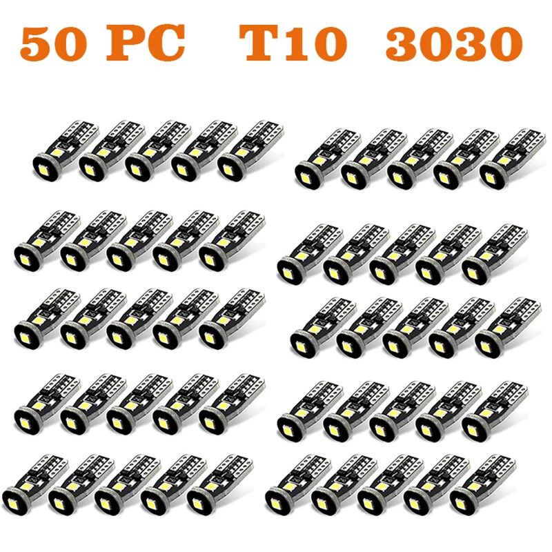 50X w5w LED T10 3030 шина Canbus Автомобильная приборная панель свет для чтения ширина