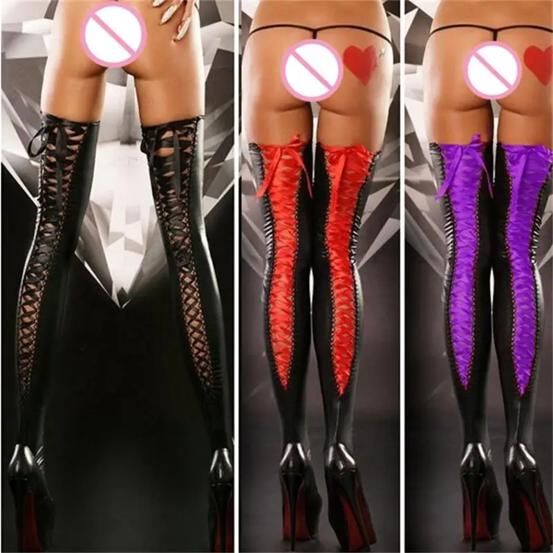 

Hot Cosplay Halloween Sexy Latex Stocking,Thigh-highs Tights Body Stockings Bandage Belt Erotic Lingerie Sexy Products