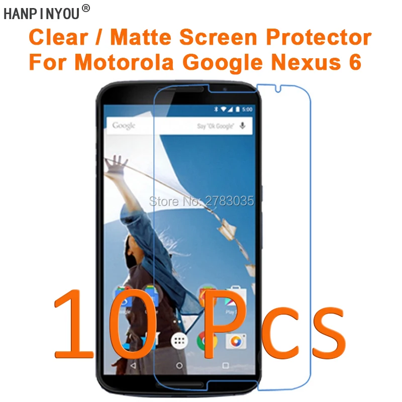 10 шт./лот для Motorola Google Nexus 6 HD Прозрачная/Антибликовая матовая защитная пленка