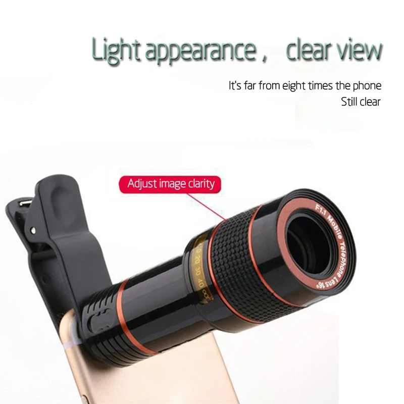 Для iphone 4S 5S 6S 7 все телефоны без темного угла 12X зум оптический телескоп объектив камеры HD мобильный телефон телеобъектив с клипсами