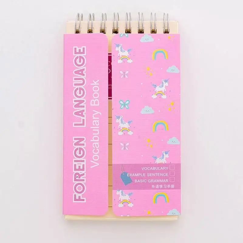 Kawaii Мультфильм Единорог карманные студенты словарь блокнот английские карты для